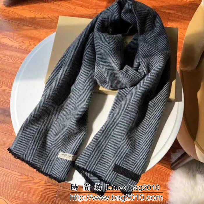 BURBERRY巴寶莉 歐洲原單真皮LOGO標男士羊絨圍巾 LLWJ6258